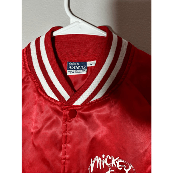 Vintage Nasco 80s Disney Mickey Minnie Satin Bomber Jacket Lightweight Red Large - Picture 5 of 9